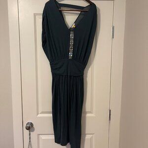 Steel Blue LEIFSDOTTIR Silk/ Cotton DRESS w/ silver accent - size M- CIRCA 2011